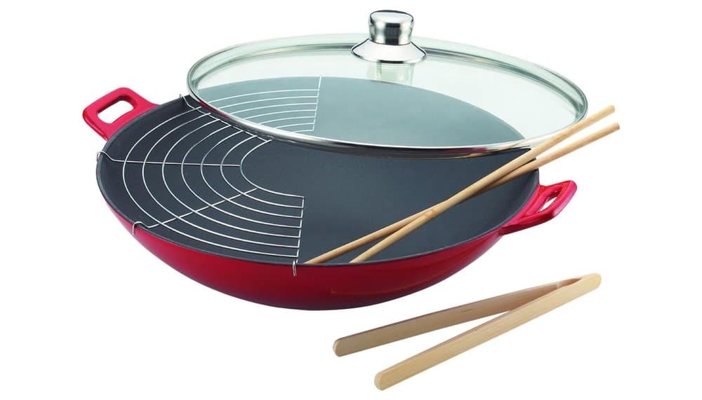 Baumalu 382872 Wok Test: 36 cm Rouge mit Zubehör