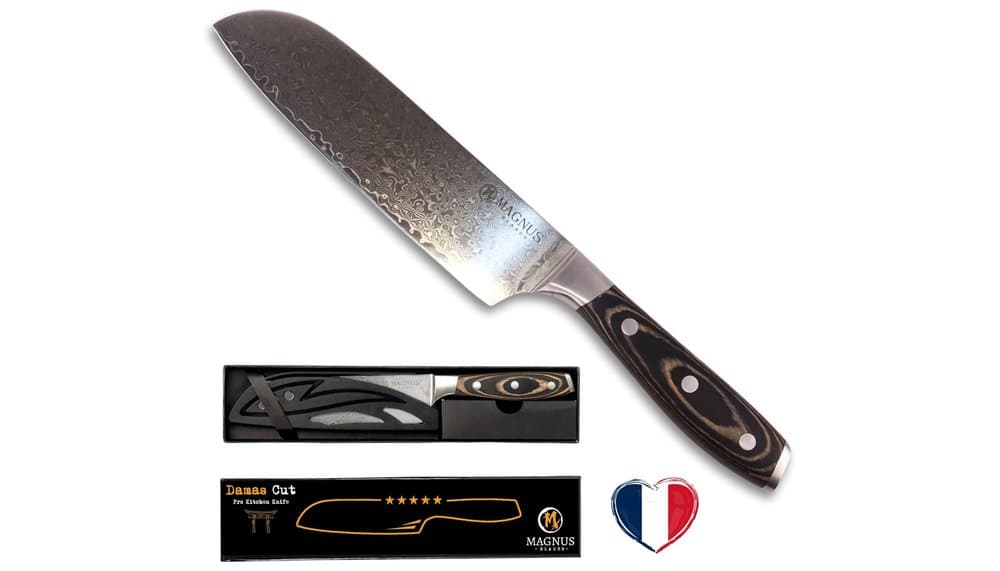 Test du Magnus Blades Damascus Cut Santoku Chef's Knife