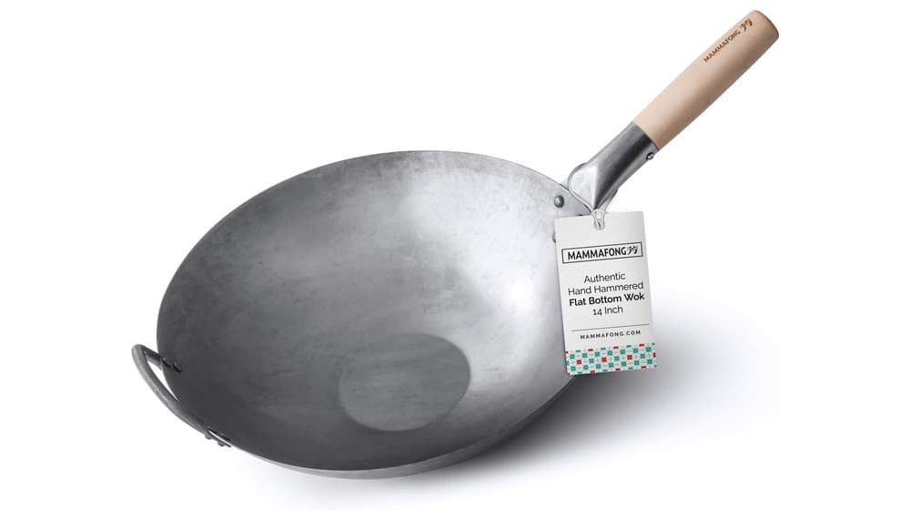 Test Mammafong 14 Inch Carbon Steel Flat Bottom Wok
