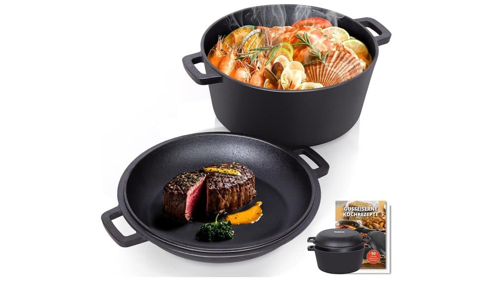 Test du Todeco 2 in 1 Cast Iron Stock Pot with Pan Lid